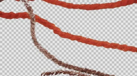 Orange Thread is Put Down Tangle on Alpha Channel Colorful Tangle of Fiber Stock Footage 61603335