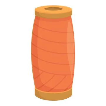 Orange thread spool standing on white background Stock Illustration