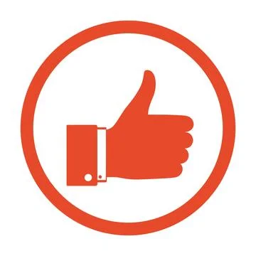 Orange Thumbs Up Icon In Circle like approval Stock Illustration