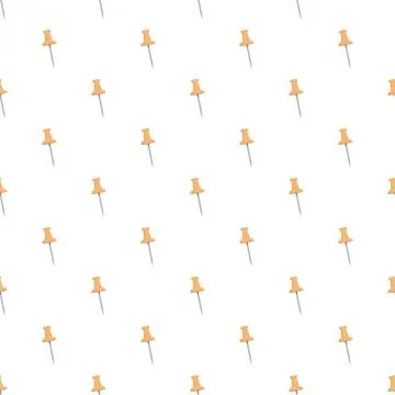 Orange thumbtacks creating seamless pattern on white background Stock Illustration