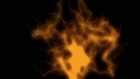 Orange thunder energy animation background Stock Footage 231460358