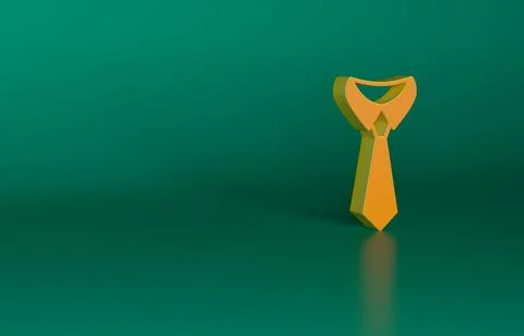Orange Tie icon isolated on green background. Necktie and neckcloth symbol Stock Illustration