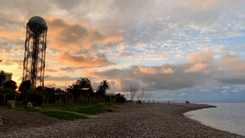 Orange tiered clouds Stock Footage 152416153