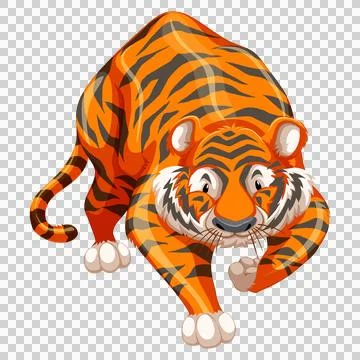 Orange tiger prowling forward with stealth and power. Illustrazione stock