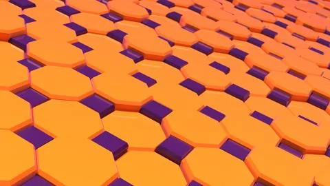 Orange tiled octagon pattern with purple diamonds Stock Illustration