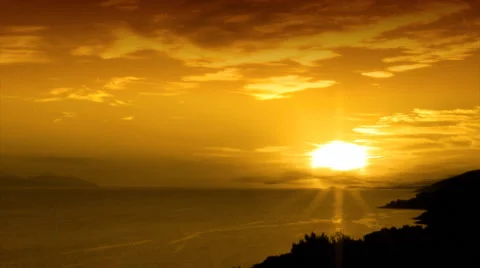Orange time-lapse sunset. Croatia, Hvar. Stock Footage 44560792