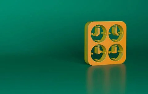 Orange Time zone clocks icon isolated on green background. Minimalism concept Stock Illustration