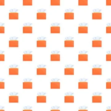 Orange tissue boxes seamless pattern on white background 스톡 일러스트