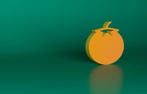 Orange Tomato icon isolated on green background. Minimalism concept. 3D render Stock Illustration