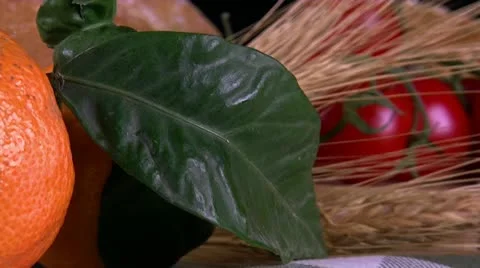 Orange, tomatoes, wheat Stockbeeldmateriaal 14131572