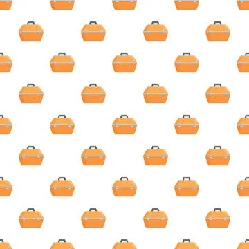 Orange tool box seamless pattern background repeating texture Ilustração Stock