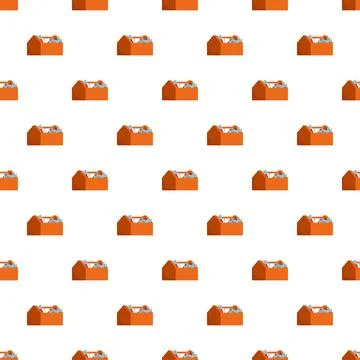 Orange toolbox pattern with wrenches and tools Illustrazione stock