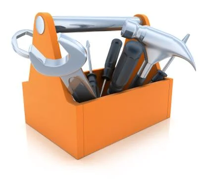 Orange Toolbox on white  background (done in 3d) Stock Illustration
