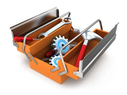 Orange Toolbox on white  background (done in 3d) Stock Illustration