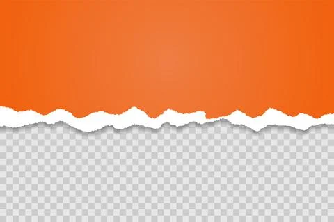 Orange torn paper edge template. Ripped horizontal strips with shadows. Border Stock Illustration