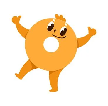 Orange torus math shape cartoon adorable character Stock Illustration