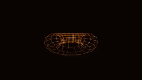 Orange Torus Rotating 3D Wireframe Seamless Loop Animated Dark Background Stock Footage 342620950