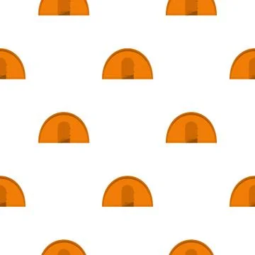Orange tourist tent pattern flat Stock Illustration
