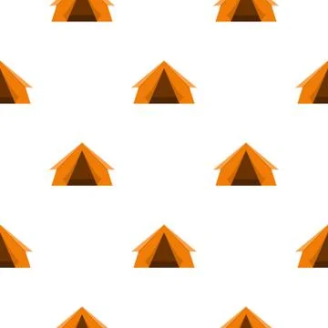 Orange touristic camping tent pattern flat Stock Illustration
