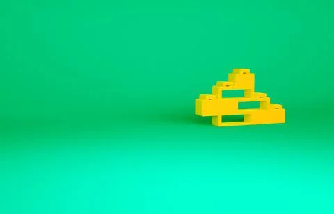 Orange Toy building block bricks for children icon isolated on green backgrou Stock Illustration