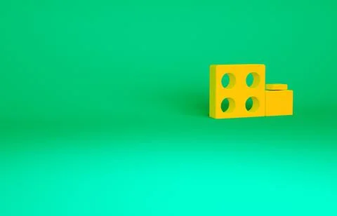 Orange Toy building block bricks for children icon isolated on green backgrou Ilustración de archivo