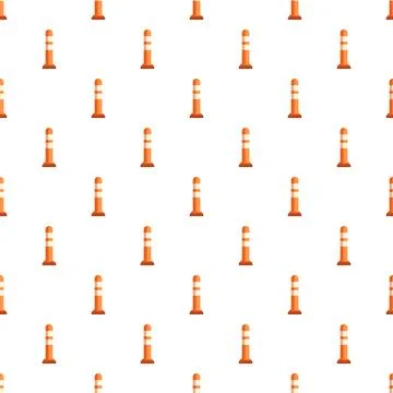 Orange traffic bollards creating a road safety pattern Stock Illustration