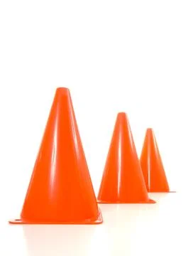 Orange traffic cones Stock Photos