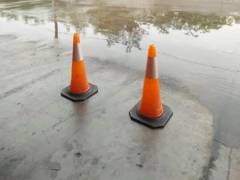 Orange traffic cones Stock Photos