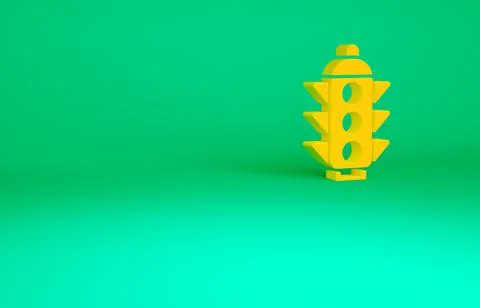 Orange Traffic light icon isolated on green background. Minimalism concept. 3 Illustrazione stock
