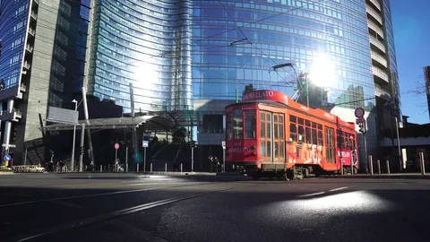 Orange tram in Italy Stock Footage 71551620