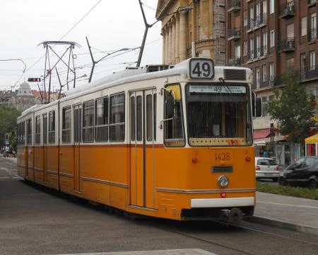 Orange tram Stock Photos