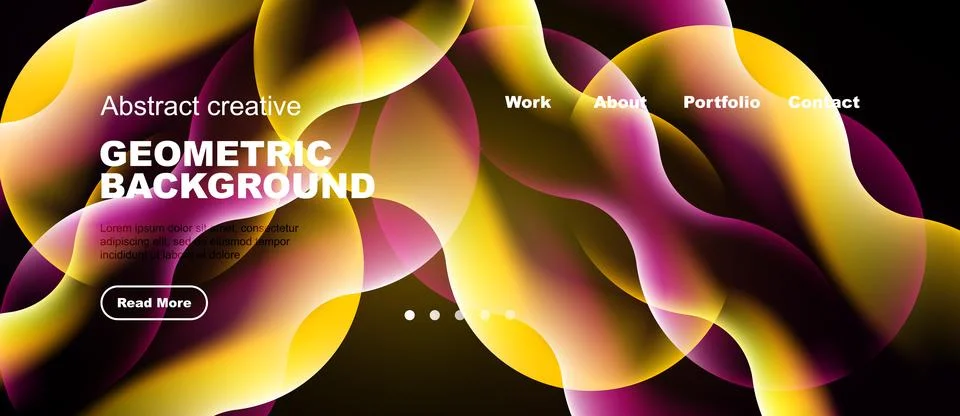 Orange translucent blobs web page template, panoramic vector background Stock Illustration