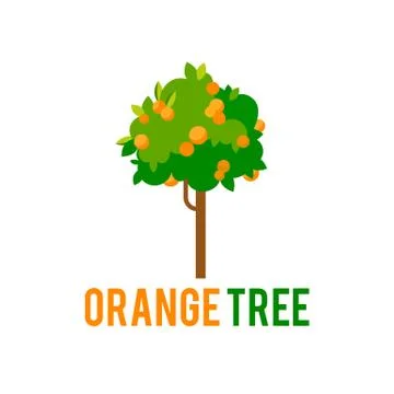 Orange tree with fruits. Vector tree in a flat style. Stock Illustration