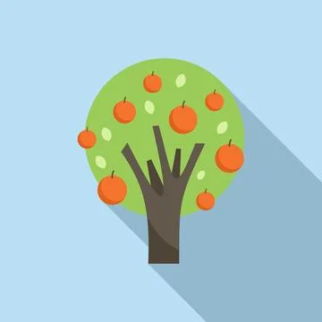 Orange tree icon flat vector. Garden plant Stock Illustration