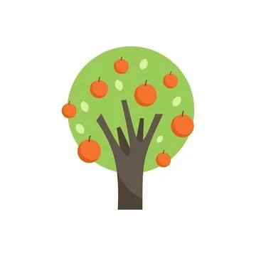 Orange tree icon flat vector. Garden plant Stock Illustration