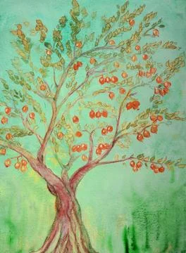 Orange tree in the summer. Stock-Illustration