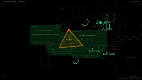 Orange triangle appearing, causing green panels stacking while teal charts Stock Footage 335404187
