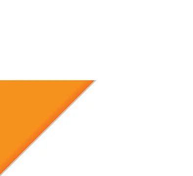 Orange triangle corner design element on a crisp white background for creative g Stock Illustration