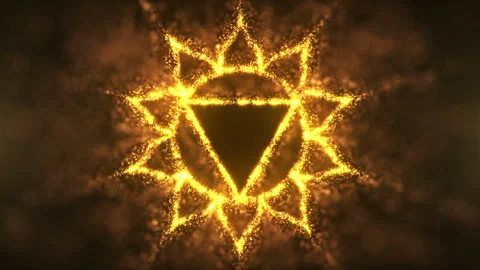 Orange triangle flower chakra animation in 3d Stock Footage 233764261