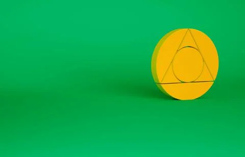 Orange Triangle math icon isolated on green background. Minimalism concept. 3 Illustrazione stock