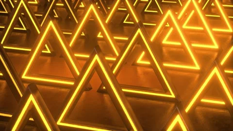Orange triangular abstract background. Neon lights background. Pattern triang Stock Footage 150463166
