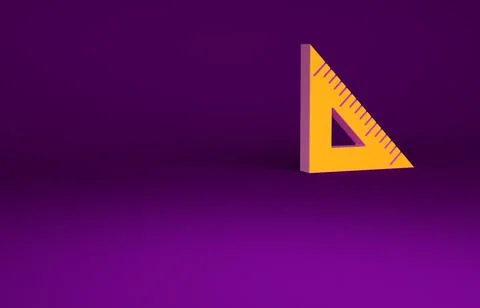 Orange Triangular ruler icon isolated on purple background. Straightedge symb Stock Illustration