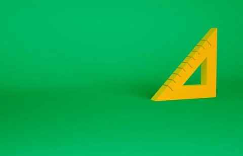 Orange Triangular ruler icon isolated on green background. Straightedge symbo Illustrazione stock