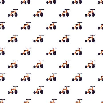 Orange tricycles creating a seamless pattern for childhood themes Illustrazione stock