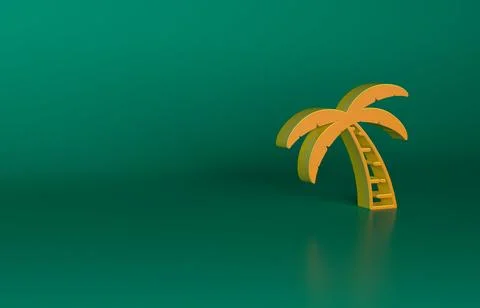 Orange Tropical palm tree icon isolated on green background. Coconut palm tree Stock Illustration
