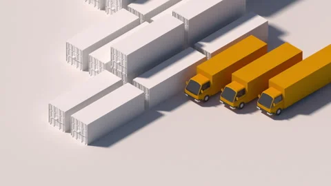 Orange trucks in isometric projection on the theme of cargo delivery and logi Video stock 239153048