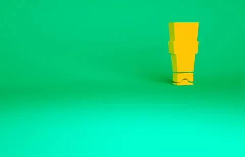 Orange Tube of toothpaste icon isolated on green background. Minimalism conce Stock Illustration