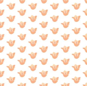 Orange Tulip Floral Seamless Pattern Stock Illustration