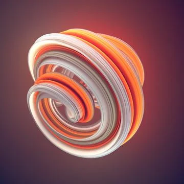 Orange twisted shape. 3D render abstract geometric illustration Stock Illustration