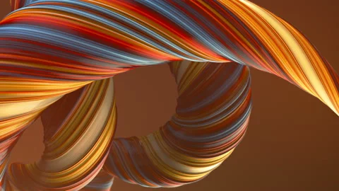 Orange twisted shapes. Computer generated abstract 3D render loop animation Stock Footage 113520269